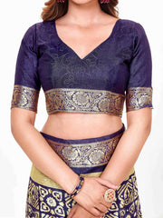 Navy Blue  Printed Saree