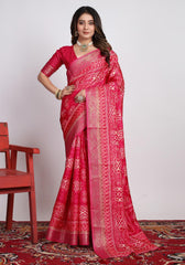 Pink  Printed Saree-SVTRI4002