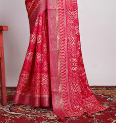 Pink  Printed Saree