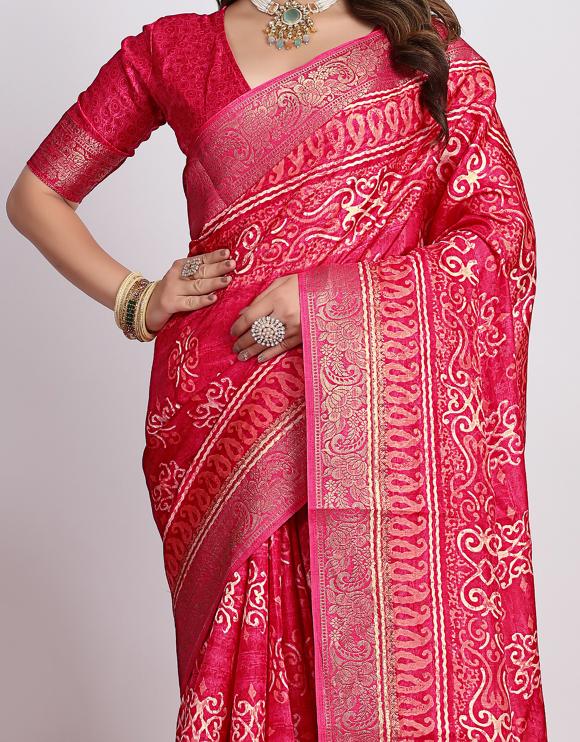 Pink  Printed Saree