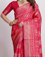 Pink  Printed Saree