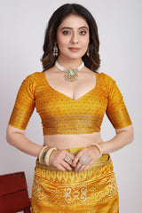 Yellow  Printed Saree