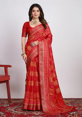 Rani Pink  Printed Saree-SVTRI4004