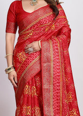 Rani Pink  Printed Saree