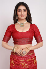 Rani Pink  Printed Saree