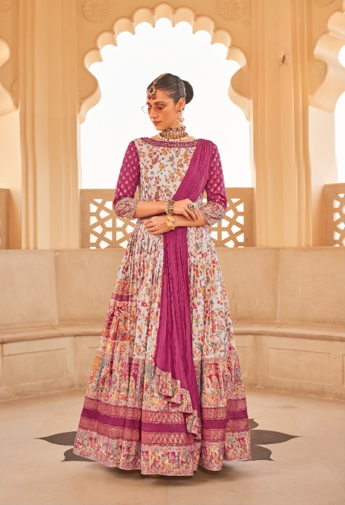 Pink Colored Silk Foil Print Traditional Lehenga Choli For Women