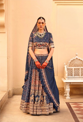 Dark Blue Silk Lehenga Choli