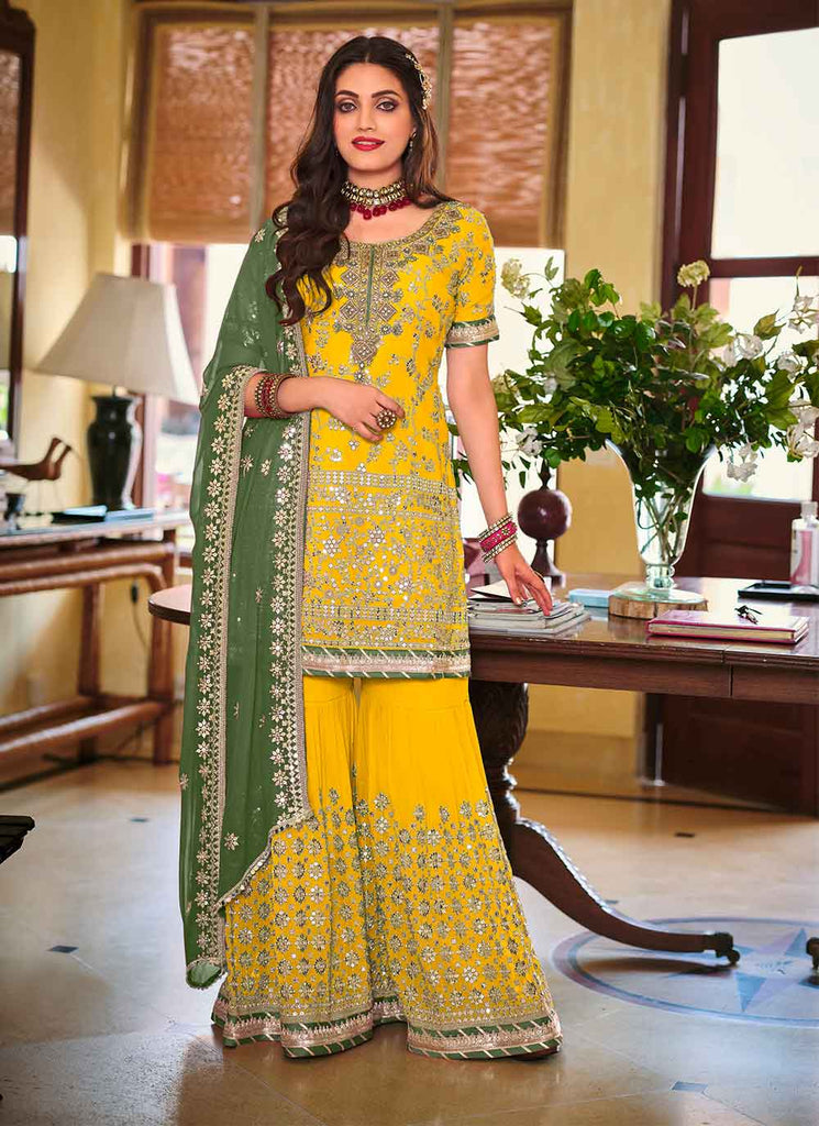 Yellow Faux Georgette Designer Pakistani Salwar Suit