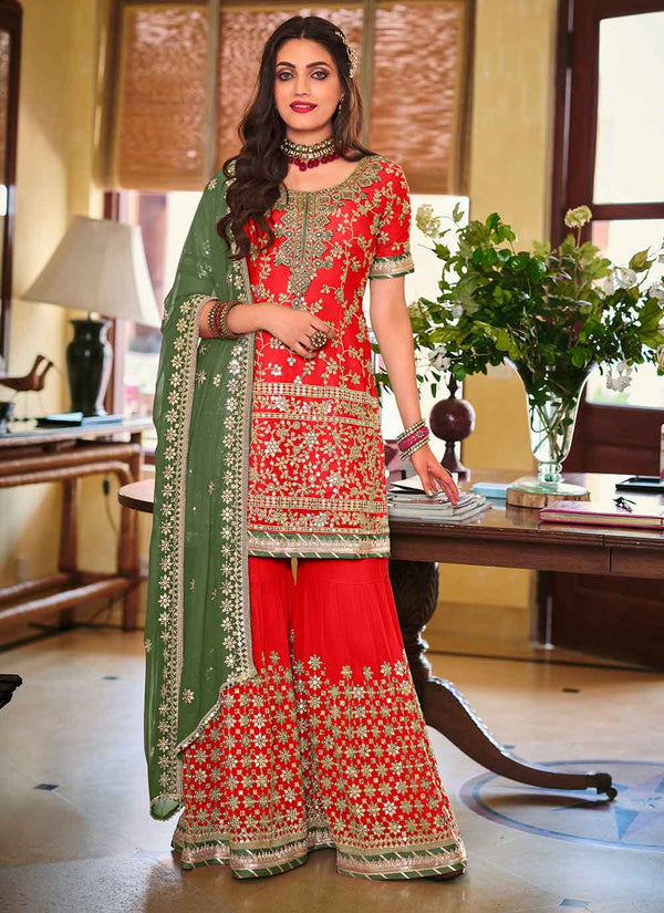 Red Designer Pakistani Salwar Suit For Festival