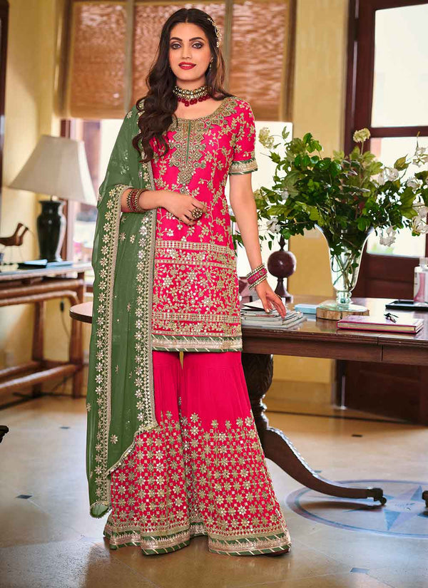 Pink Designer Faux Georgette Pakistani Suit