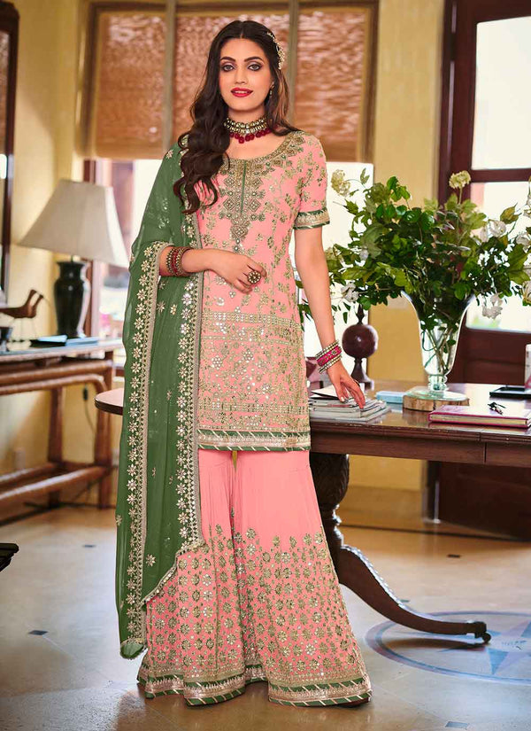 Light Pink Faux Georgette Designer Pakistani Salwar Suit