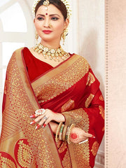 Saree Red Banarasi Art Silk Woven Saree