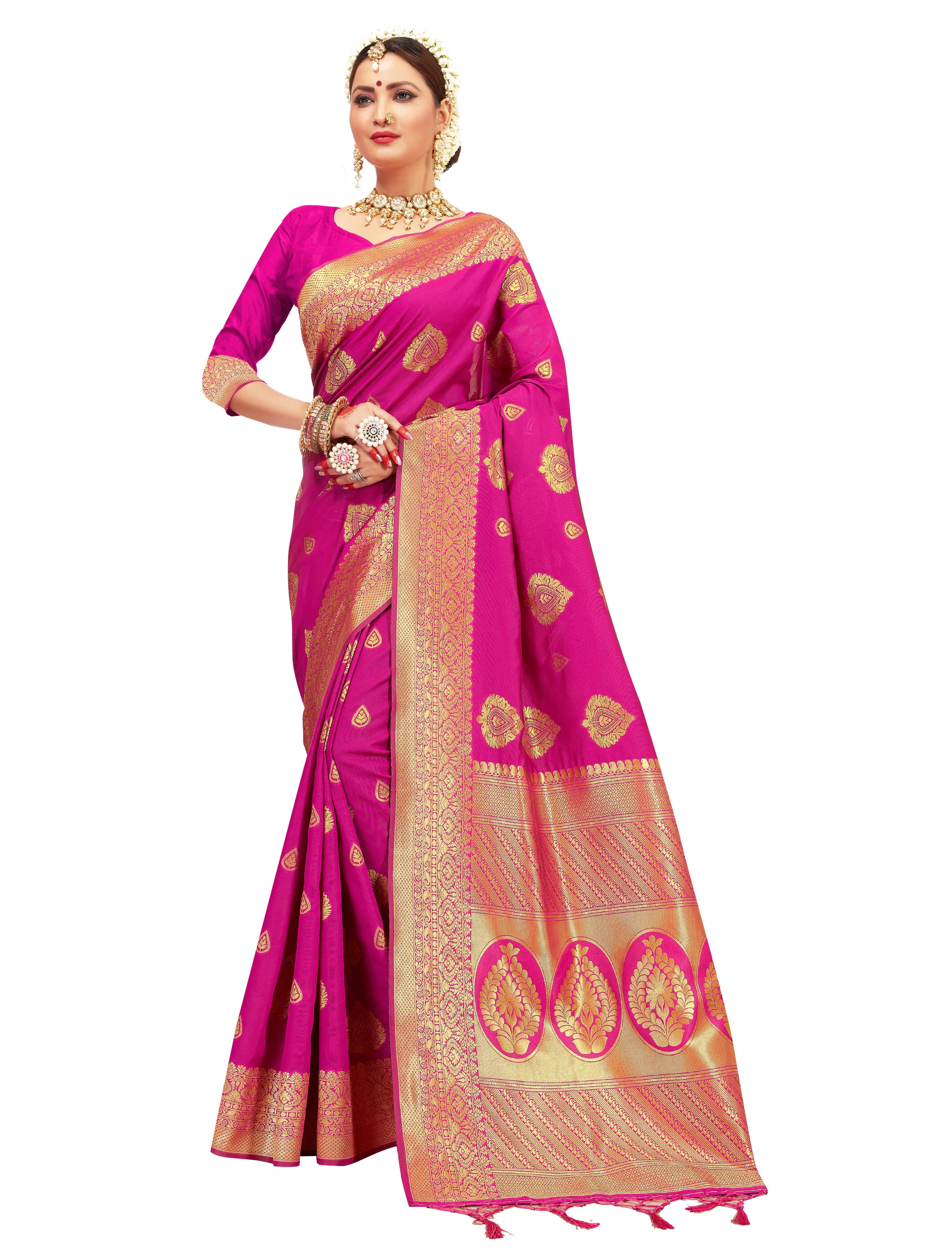 Saree Pink Banarasi Art Silk Woven Saree