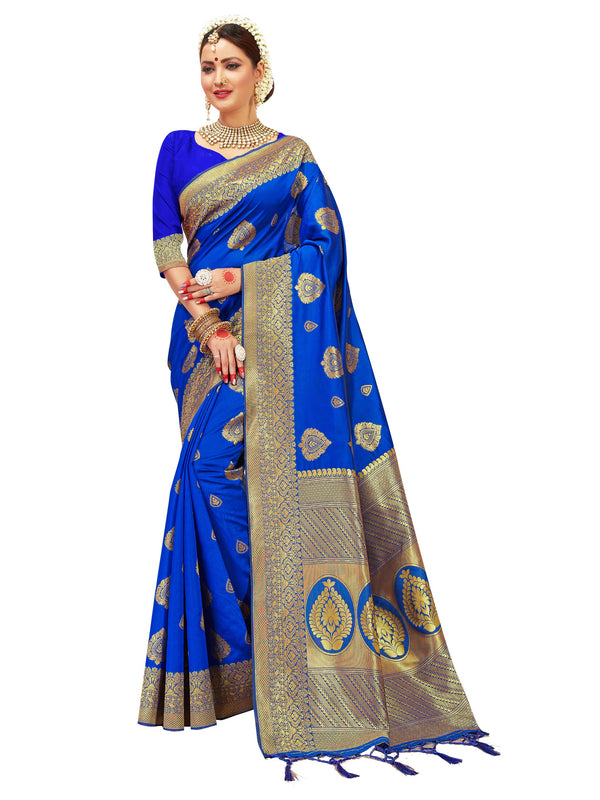 Traditional Saree Blue Color Banarasi Art Silk Woven Saree For Party
