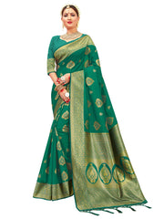 Saree Teal Banarasi Art Silk Woven Saree