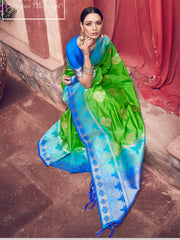 Green Banarasi Art Silk Woven Saree