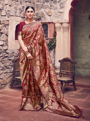 Maroon Banarasi Art Silk Woven Saree