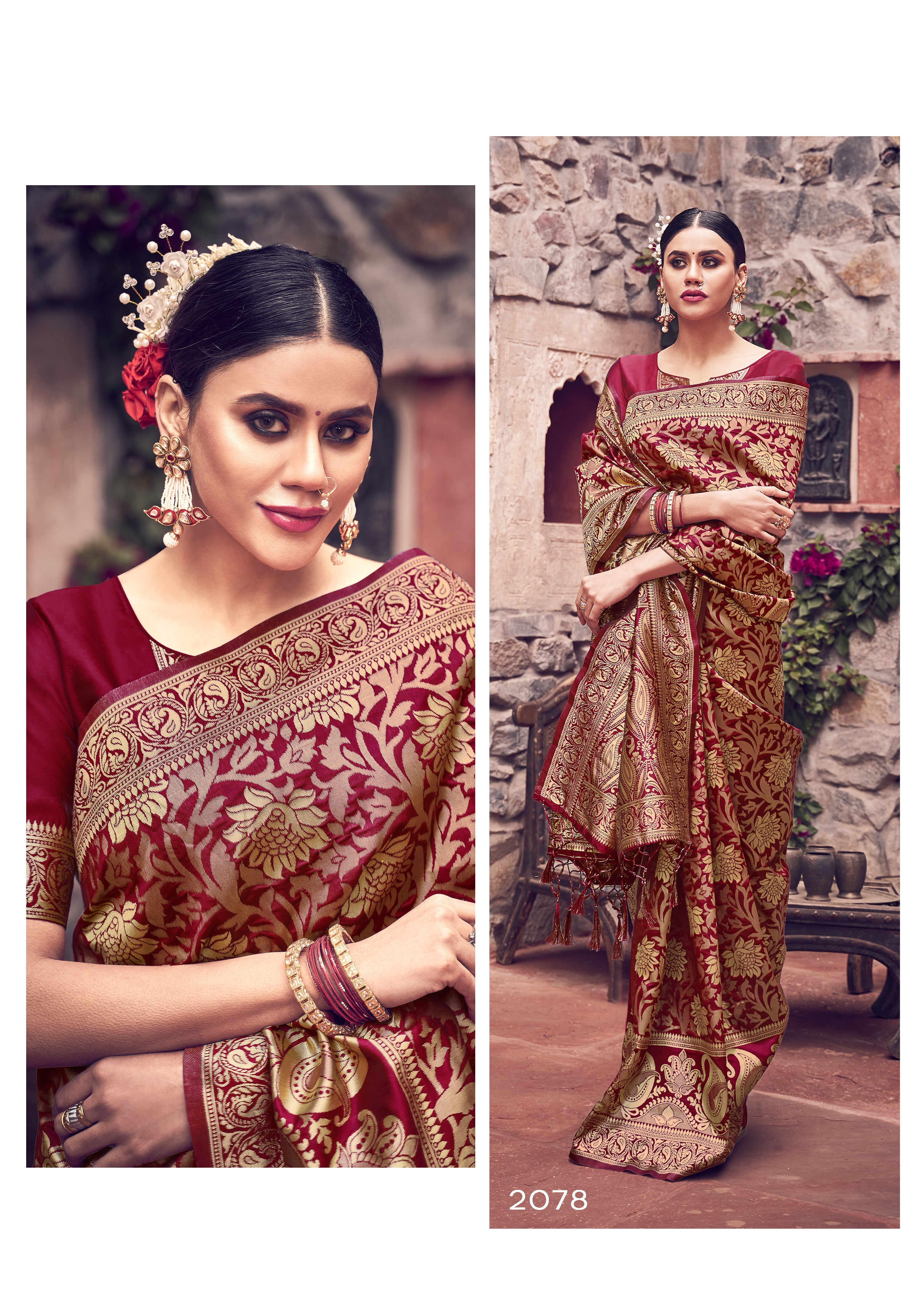 Maroon Banarasi Art Silk Woven Saree