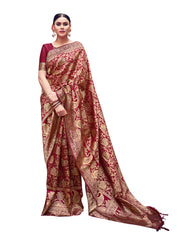 Maroon Banarasi Art Silk Woven Saree