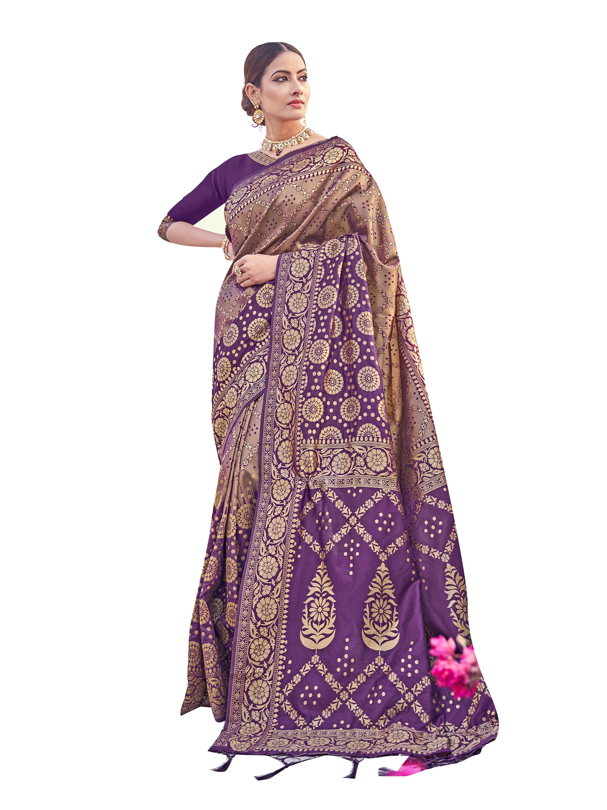 Navy Blue Banarasi Art Silk Woven Saree