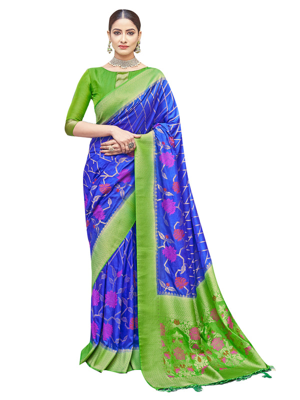 Designer Saree Blue Color Banarasi Art Silk Woven Saree For Ceremonial