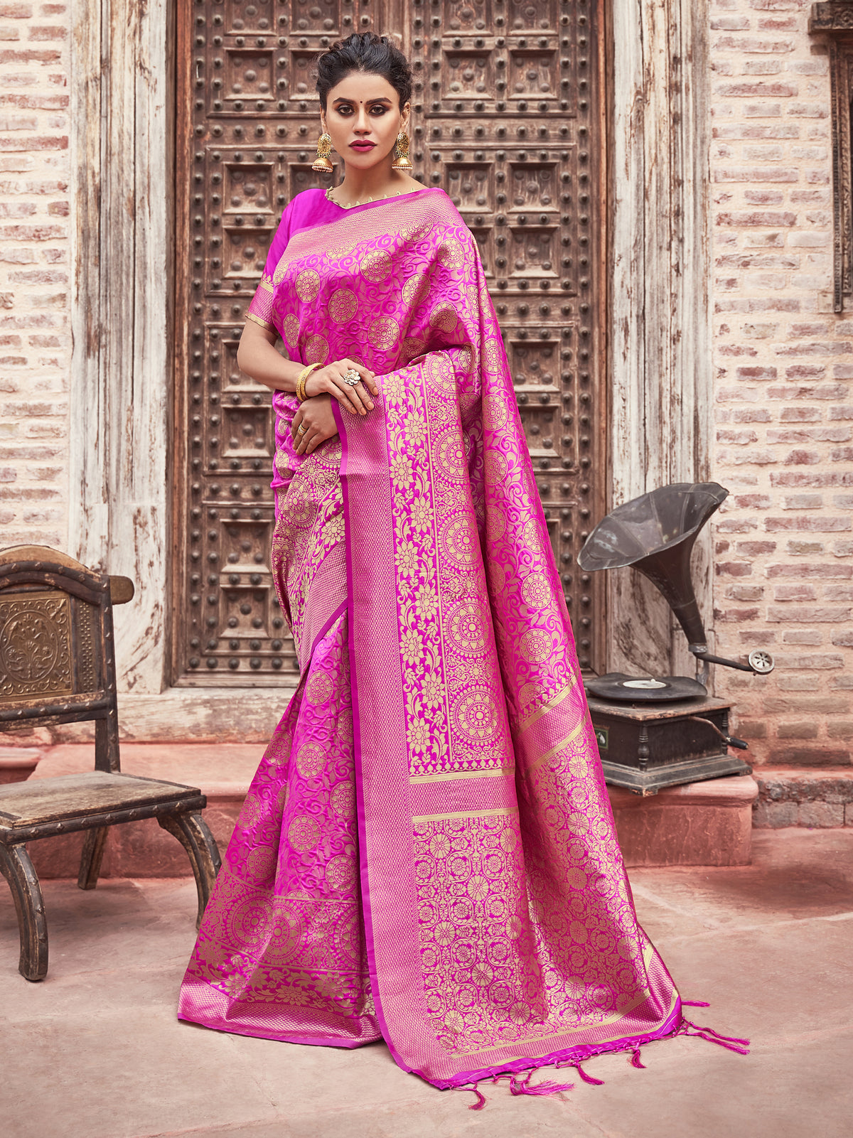 Maroon Banarasi Art Silk Woven Saree