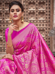 Maroon Banarasi Art Silk Woven Saree