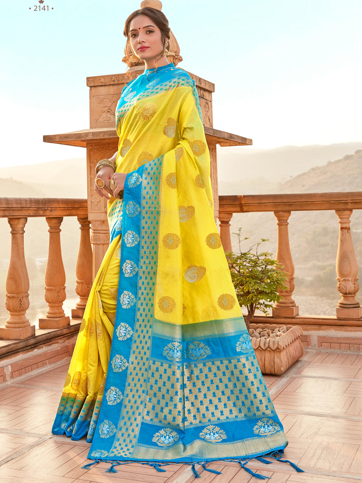 Yellow Banarasi Art Silk Woven Saree