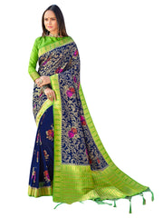 Navy Blue Banarasi Art Silk Woven Saree