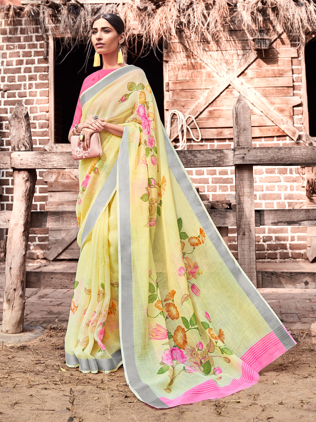 Classic Saree Yellow Cotton Silk Printed Saree