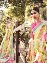 Classic Saree Yellow Cotton Silk Printed Saree