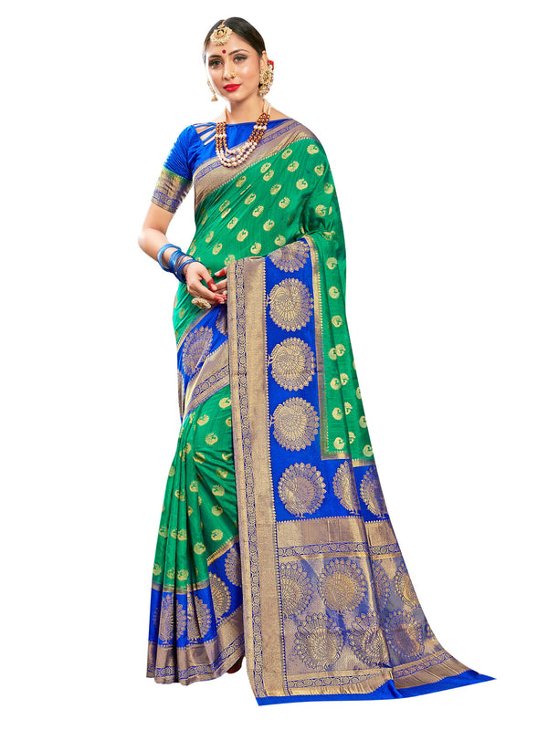 Contemporary Green Color Banarasi Art Silk Woven Saree For Party