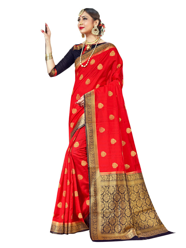 Contemporary Red Color Banarasi Art Silk Woven Saree For Party