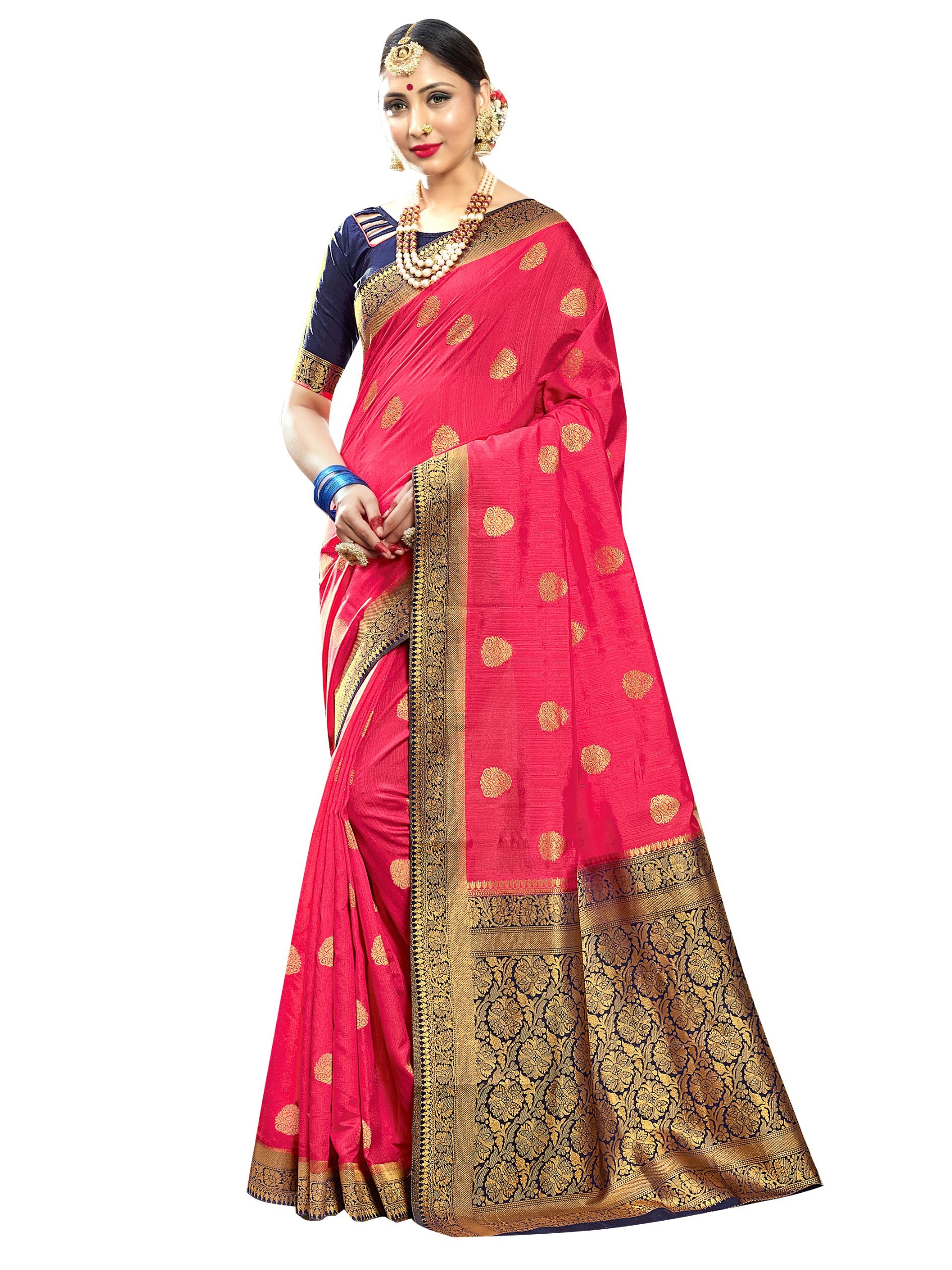 Peach Banarasi Art Silk Woven Saree