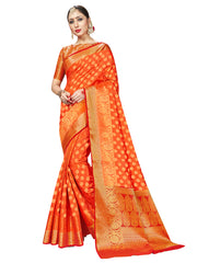 Orange Banarasi Art Silk Woven Saree