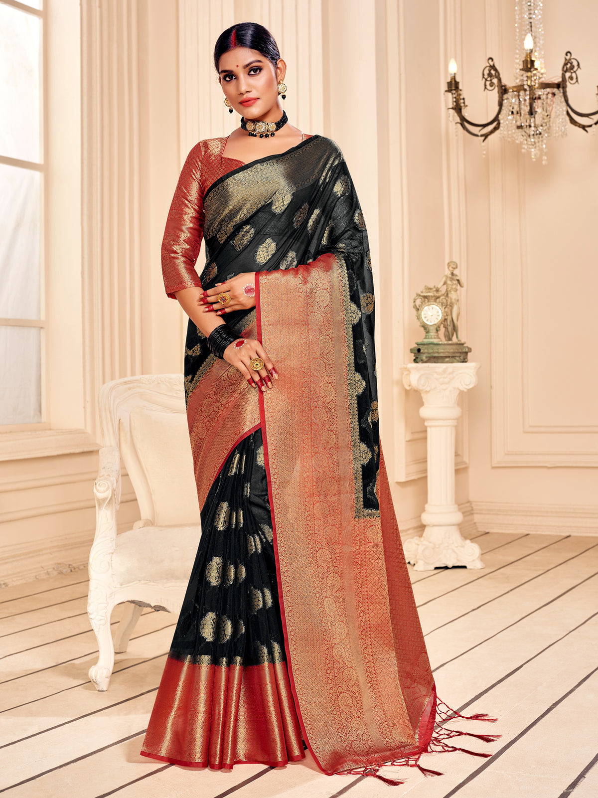 Black Banarasi Art Silk Woven Saree