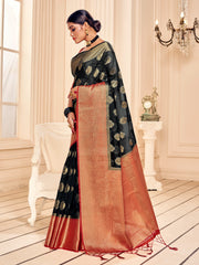 Black Banarasi Art Silk Woven Saree