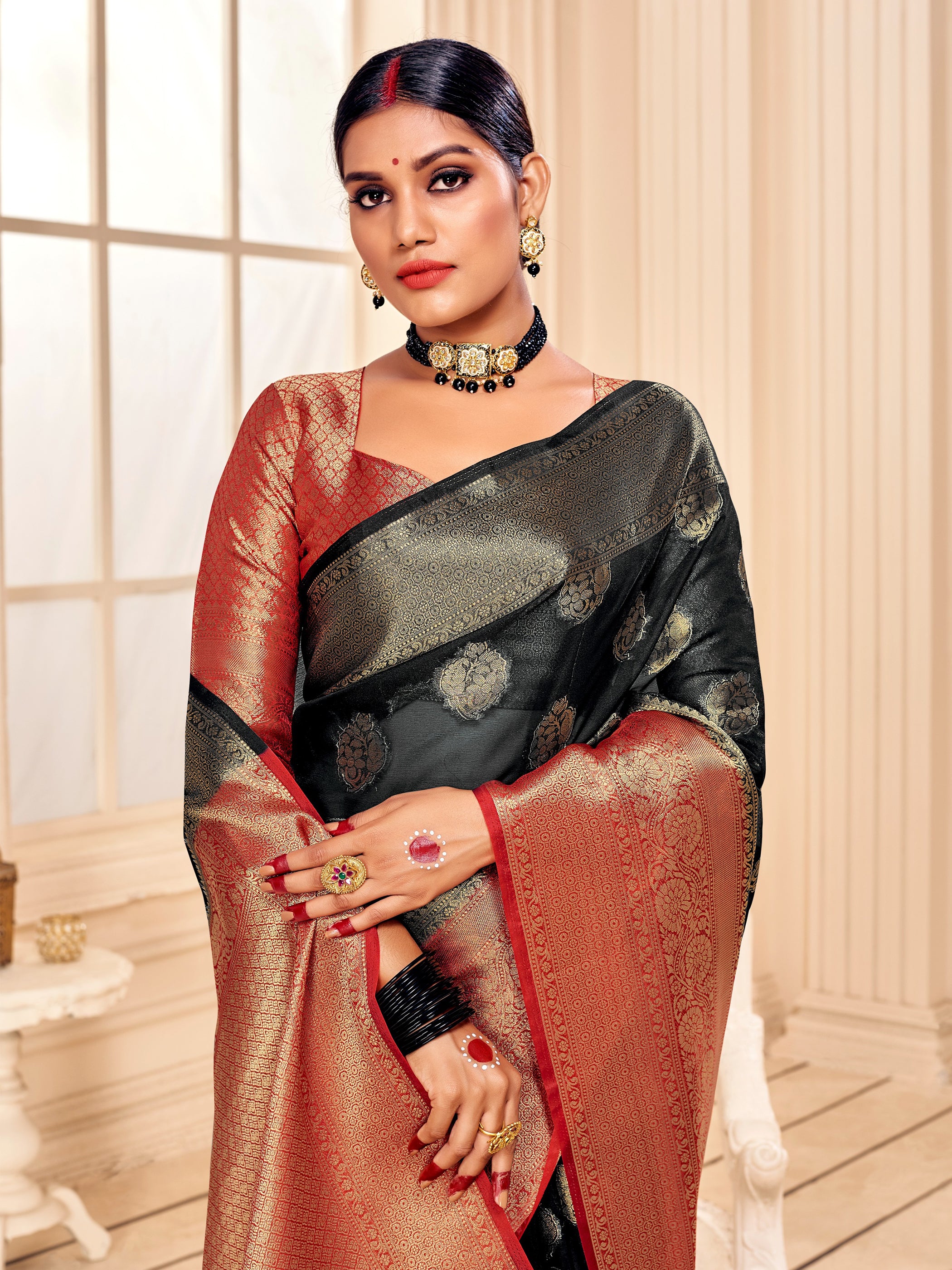 Black Banarasi Art Silk Woven Saree