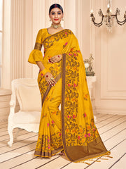 Mustard Banarasi Art Silk Woven Saree