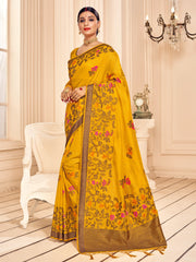 Mustard Banarasi Art Silk Woven Saree