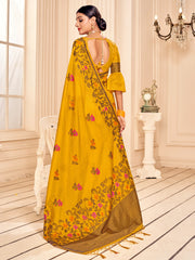 Mustard Banarasi Art Silk Woven Saree