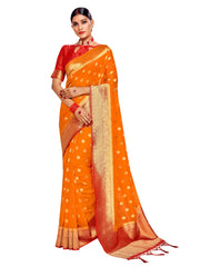 Orange Banarasi Art Silk Woven Saree