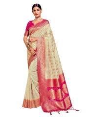 Cream Banarasi Art Silk Woven Saree