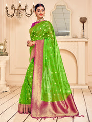 Green Banarasi Art Silk Woven Saree