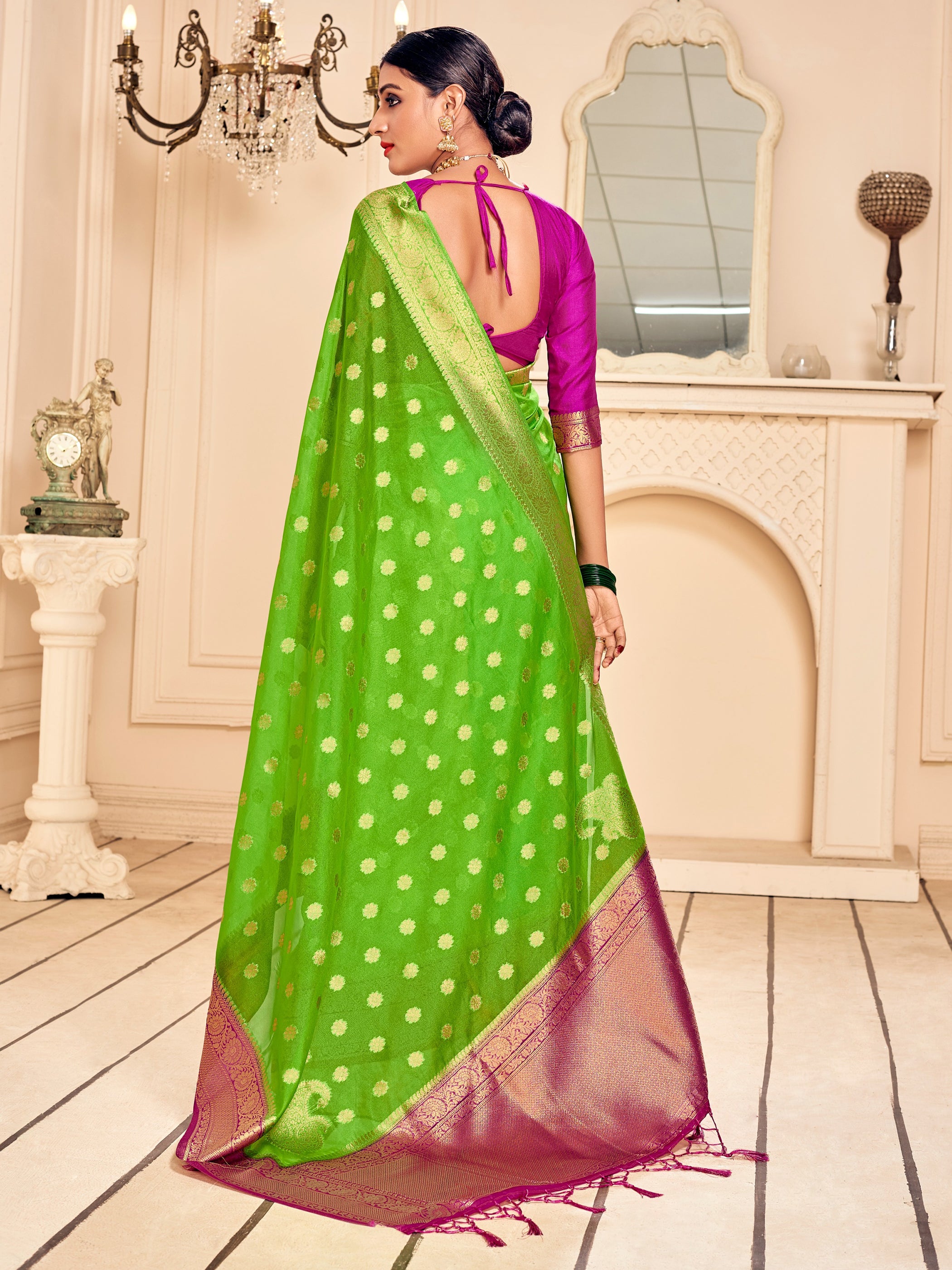 Green Banarasi Art Silk Woven Saree