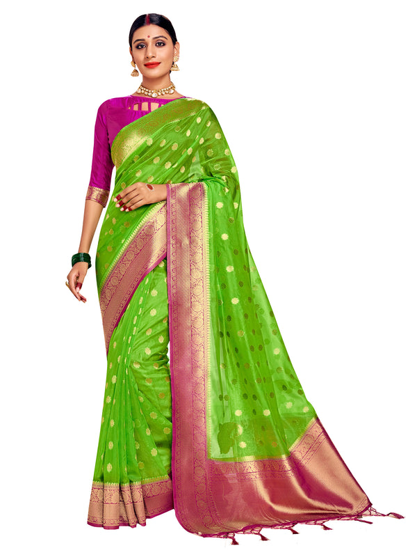 Shaded Saree Green Color Banarasi Art Silk Woven Saree For Festival