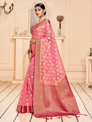 Pink Banarasi Art Silk Woven Saree