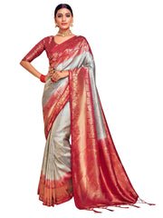 Gray Banarasi Art Silk Woven Saree