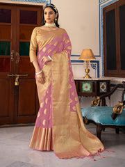 Light Purple Organza Silk Woven Saree