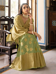 Green Organza Silk Woven Saree